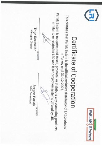 LRI LED PROJEKSİYON SERTİFİKAMIZ 2025-2026-2027