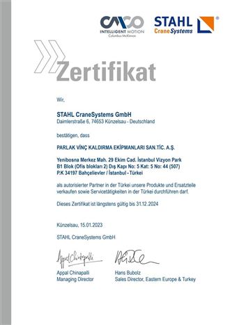 STAHL SERTİFİKA 2023-2024 VETTER